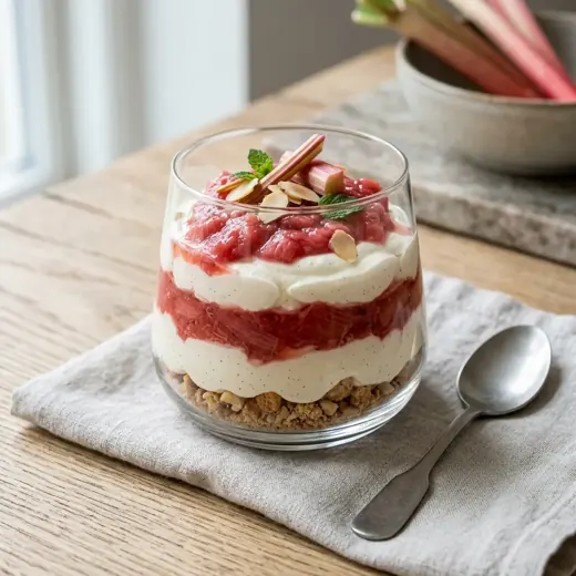 Trifle z rabarbarem
