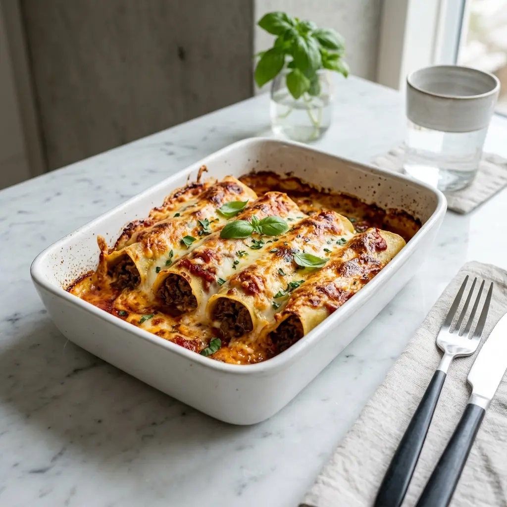 Zdjęcie gotowej potrawy: Cannelloni z wołowiną