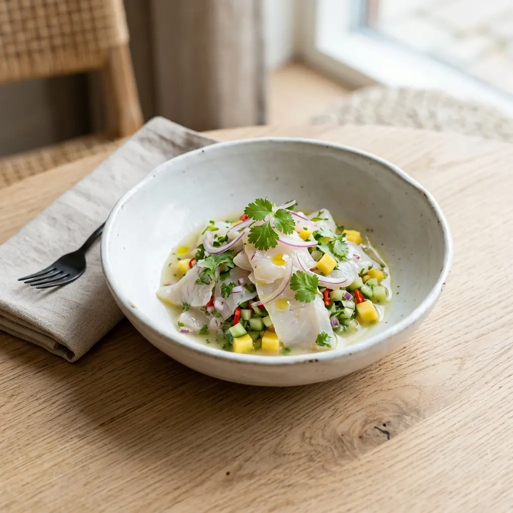 Zdjęcie gotowej potrawy: Ceviche z ryby płaskiej