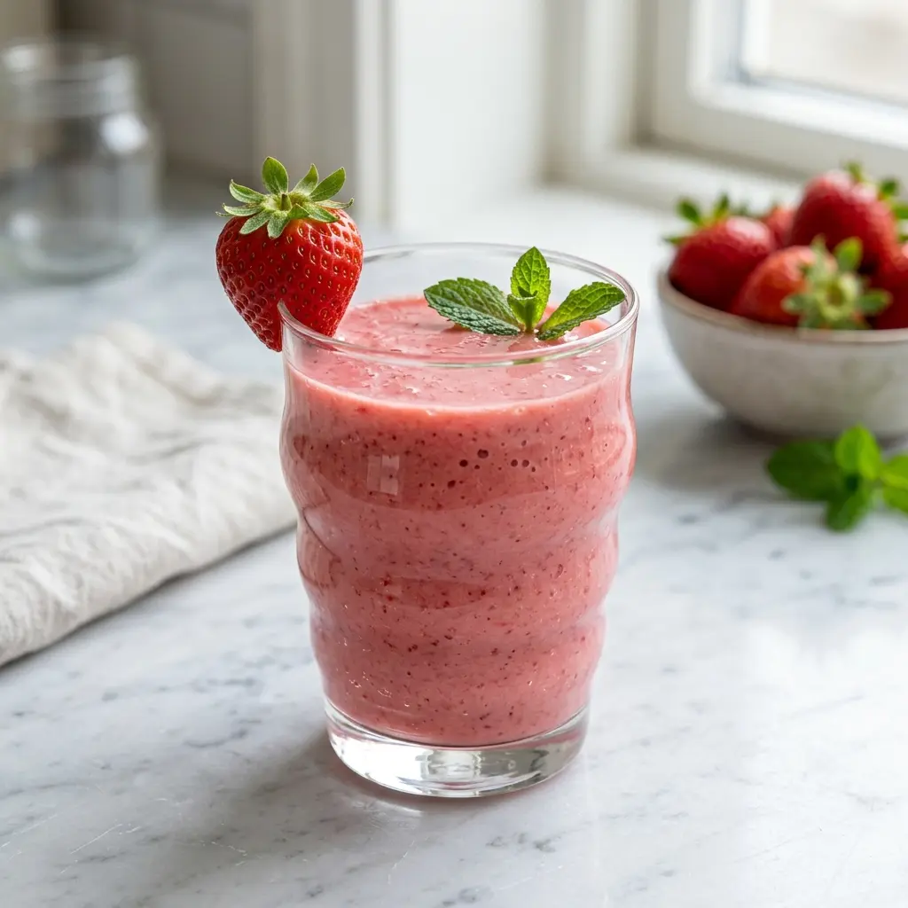 Zdjęcie gotowego napoju: Smoothie truskawkowe