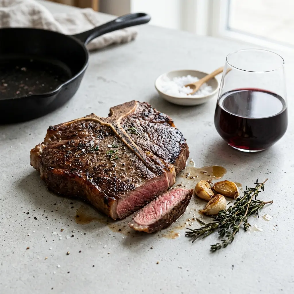 Zdjęcie gotowego dania: Stek T-bone z patelni