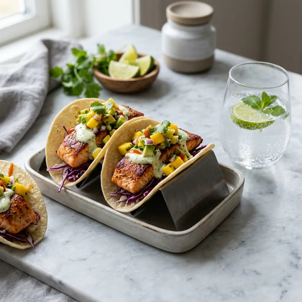 Zdjęcie gotowej potrawy: Tacos rybne z łososiem