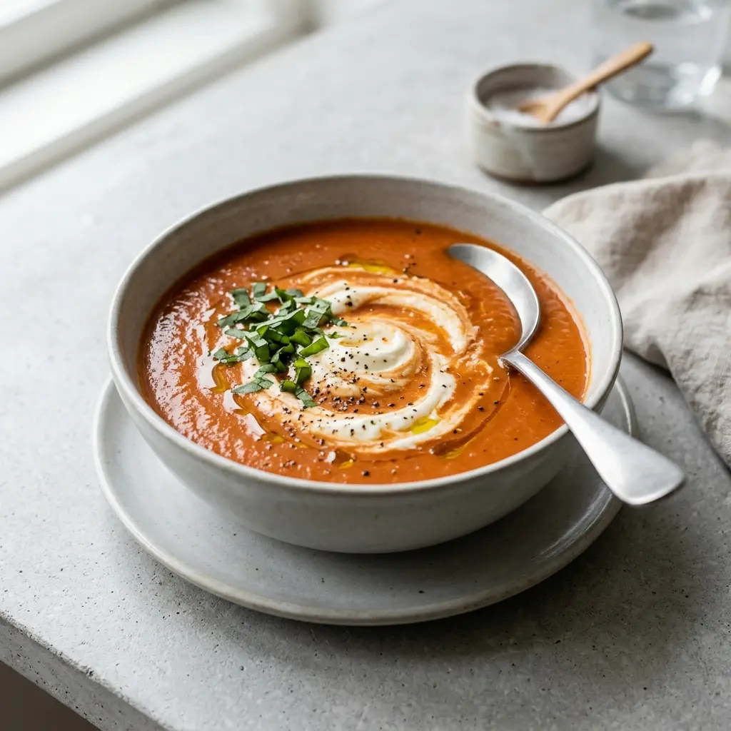 Zdjęcie gotowej zupy: Zupa pomidorowa z mascarpone