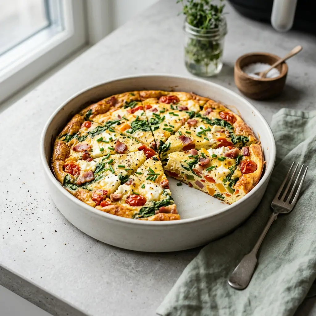 Zdjęcie gotowego dania Frittata z frytkownicy beztłuszczowej z airfryera