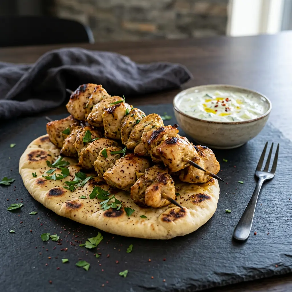 Zdjęcie gotowego dania Kebab z kurczaka z frytkownicy beztłuszczowej z airfryera