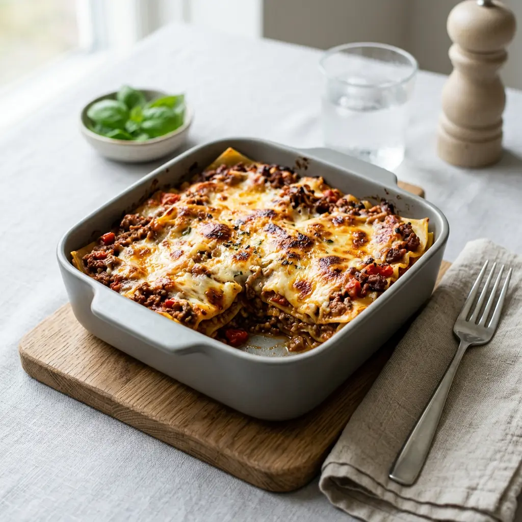 Zdjęcie gotowego dania Lasagnette z frytkownicy beztłuszczowej z airfryera