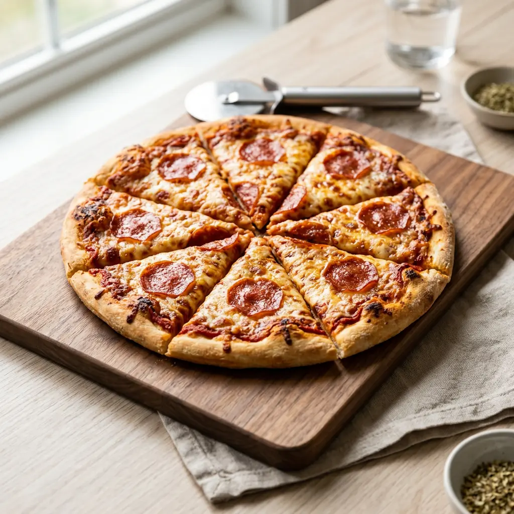 Zdjęcie gotowego dania Mrożona pizza z frytkownicy beztłuszczowej z airfryera