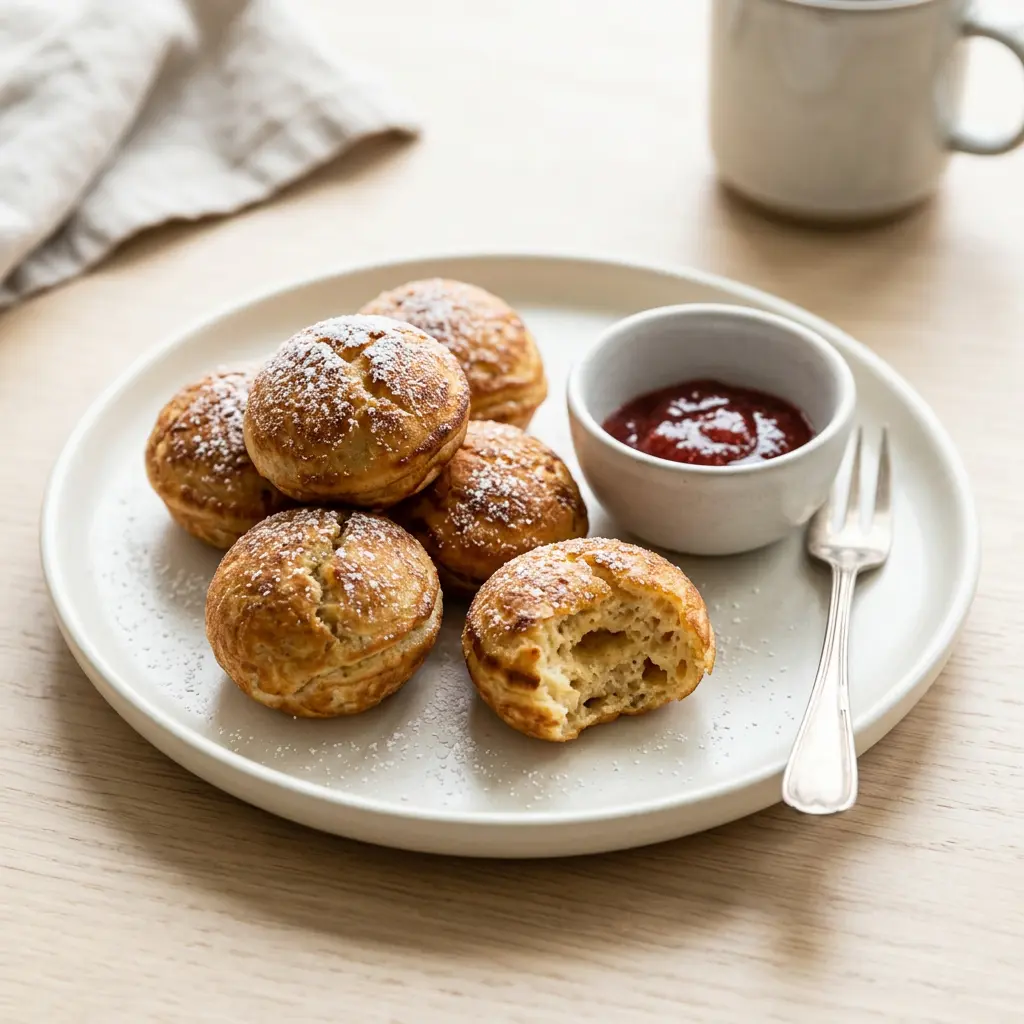 Zdjęcie gotowego dania Mrożone duńskie æbleskiver z frytkownicy beztłuszczowej z airfryera